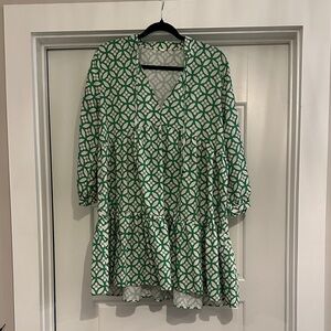 Green Geometric Print Women's Dress